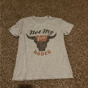 Gray Graphic T-Shirt with Bull Design